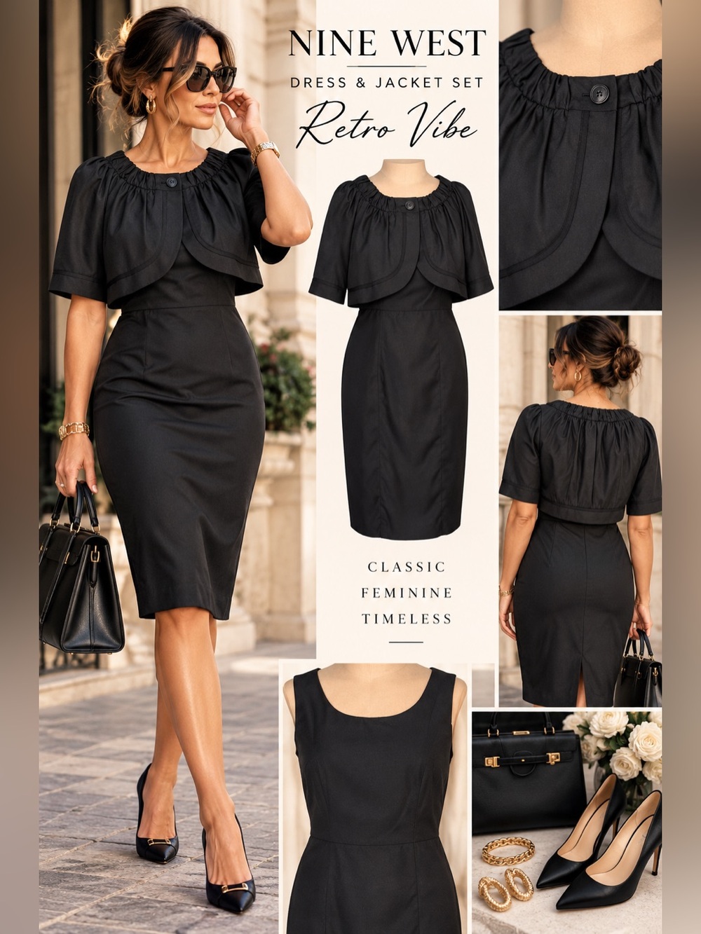 1070 Nine West Retro Vibe Dress & Suit Jacket Set Holiday